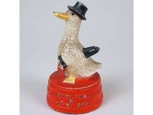 Banks - Still: Duck With Hat & Umbrella Cast Iron Still Bank