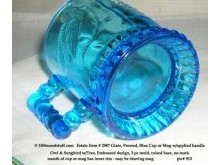 Blue Glass mug - bird on one side owl on the other