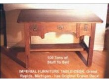 Furniture: Arts & Crafts Quarter Sawn Oak w/Copper Pulls 1910 Library Table
