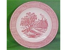7 3/8 Salad Plate Pink Currier Ives Royal China